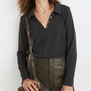 Madewell Plush Ribbed Polo Top